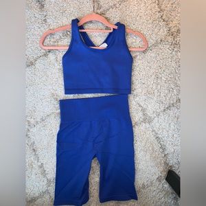 Royal blue matching workout set